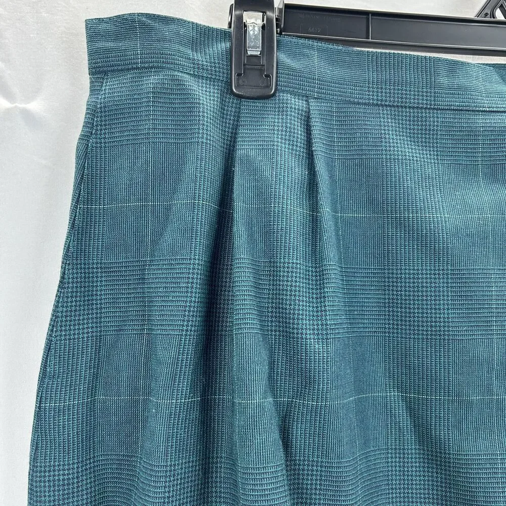 Worthington Teal Plaid Skirt Suit Set